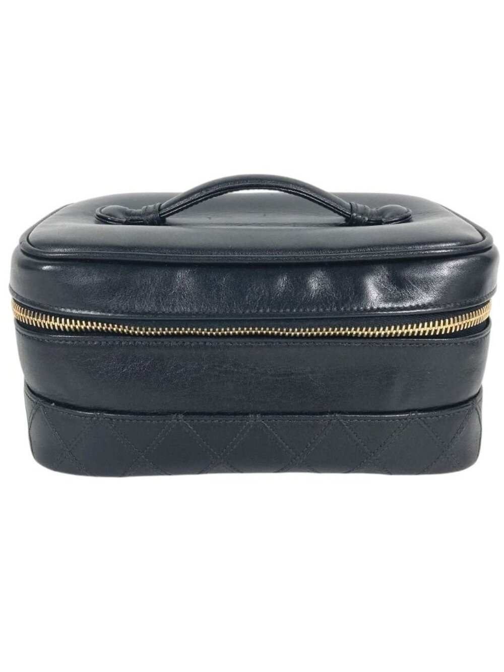 Chanel Handbag Pico Rolle Vanity Bag CC Logo Vintage Leather Black